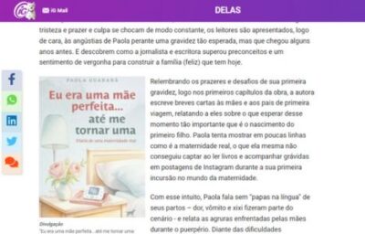 Matéria sobre o livro de Paola Guaraná