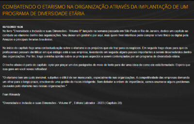 Matéria sobre ao livro 