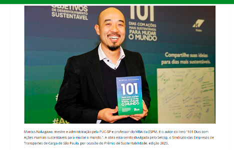 Matéria sobre livro “101 Dias com Ações mamais sustentáveis para mudar o mundo" do autor Marcus Nacagawa