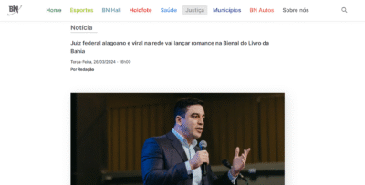 Screenshot da notícia sobre Kleiton Ferreira no BN Justiça