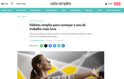 Matéria Vida Simples – Hábitos simples para começar o ano de trabalho mais leve – 01/2026