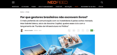 Matéria: Neofeed – Por que gestores brasileiros não escrevem livros? – 02/2026