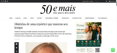 Matéria: 50emais – Histórias de uma repórter que marcou seu tempo – 03/2026
