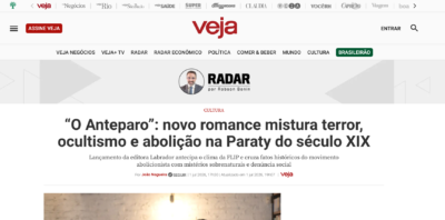 Matéria: Veja – “O Anteparo”: novo romance mistura terror, ocultismo e abolição na Paraty do século XIX – 07/2026