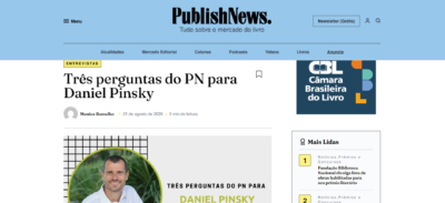 Matéria: PublishNews – Três perguntas do PN para Daniel Pinsky – 08/2026